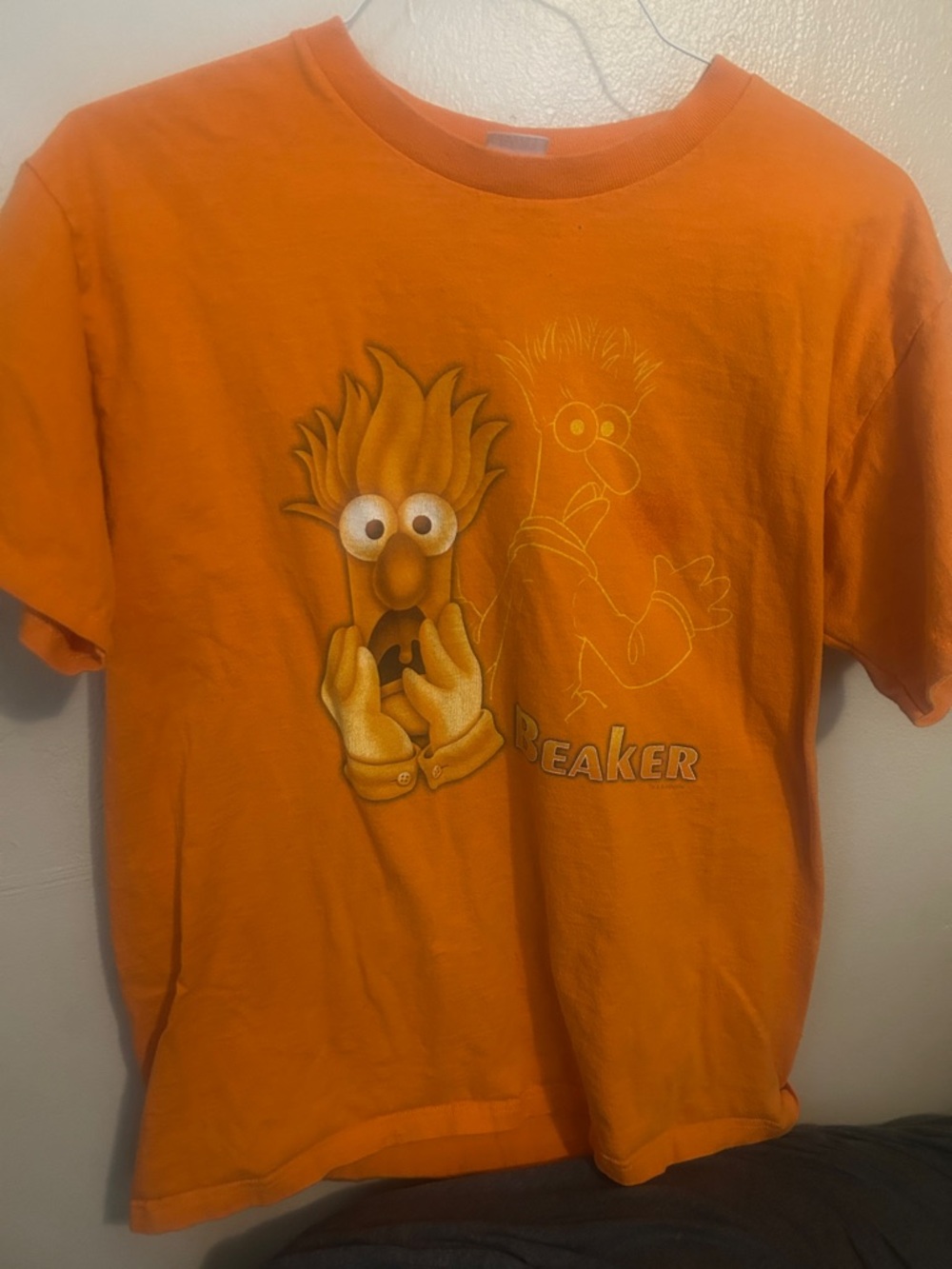 Orange Short-Sleeve Graphic Tee Featuring Beaker Design